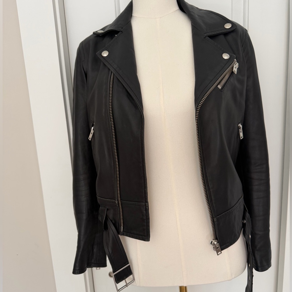 IRO Black Leather Moto Jacket Asymmetrical Biker Jacket EU 40 Medium